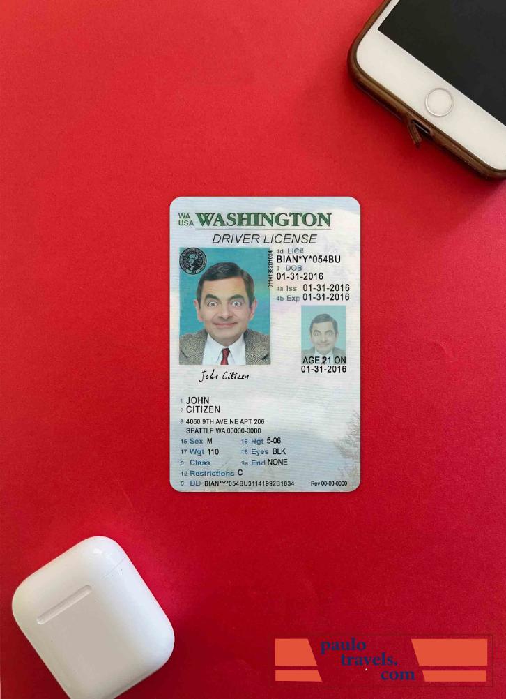USA Washigton driving license under 21 photolook FRONT PSD template